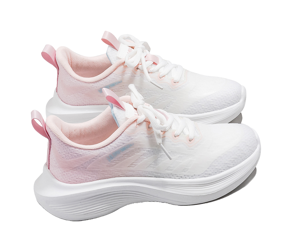 HUANQIU Slip Resistant Moisture Wicking Lightweight Low top Casual Sprint Running Shoes Women's White Pink 