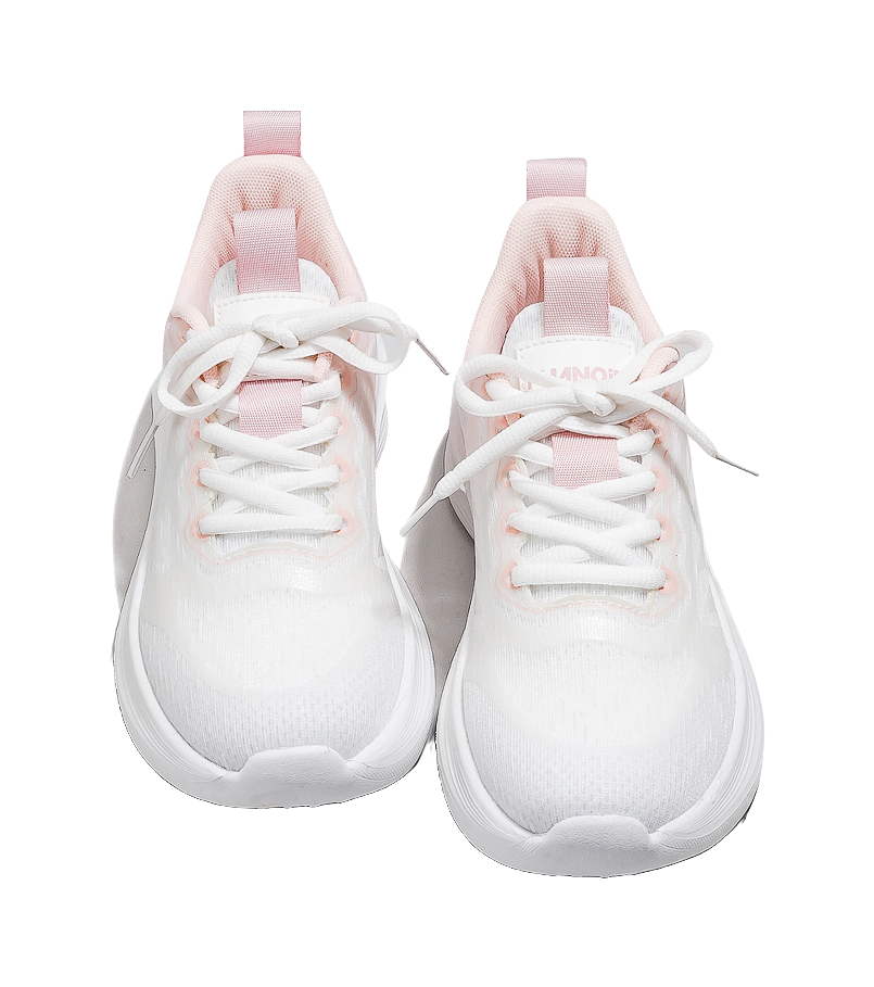 HUANQIU Slip Resistant Moisture Wicking Lightweight Low top Casual Sprint Running Shoes Women's White Pink 