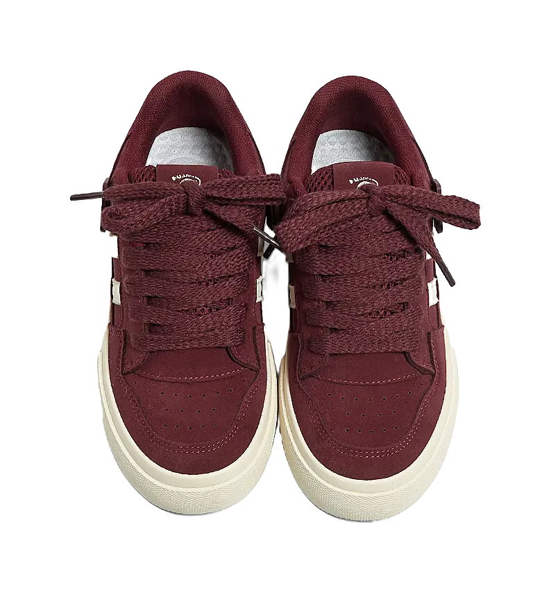 HUANQIU Slip Resistant Shock Absorbers With Abrasion Resistant Properties Low Top Skateboard Shoes Women's Burgundy 