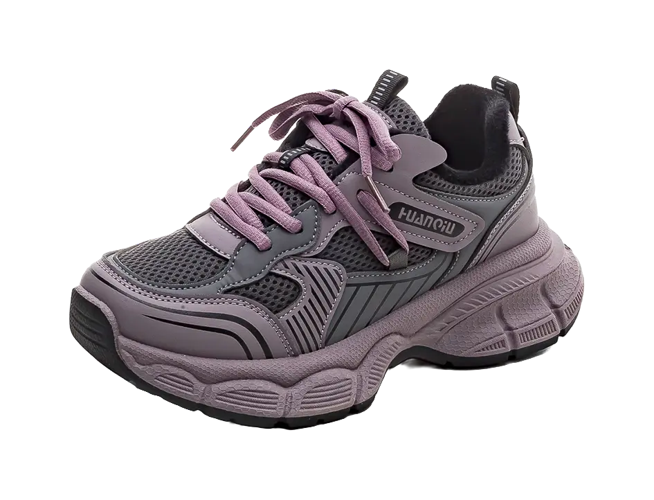 HUANQIU Slip Resistant, Abrasion Resistant, Breathable Low top Chunky Sneakers Women's Purple  VJSNEAKER