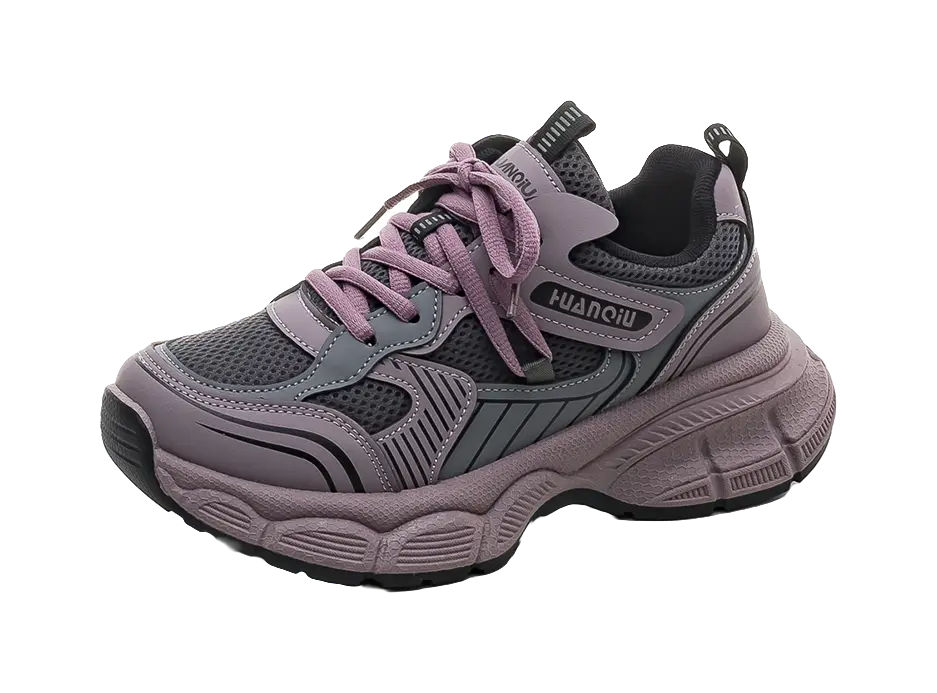 HUANQIU Slip Resistant, Abrasion Resistant, Breathable Low top Chunky Sneakers Women's Purple  VJSNEAKER