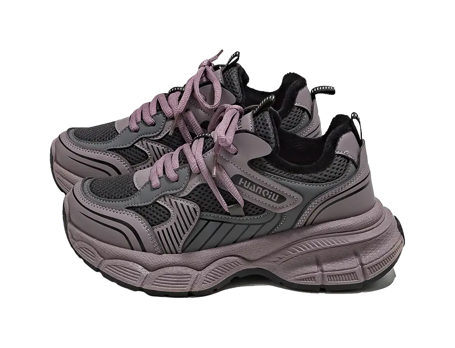 HUANQIU Slip Resistant, Abrasion Resistant, Breathable Low top Chunky Sneakers Women's Purple  VJSNEAKER