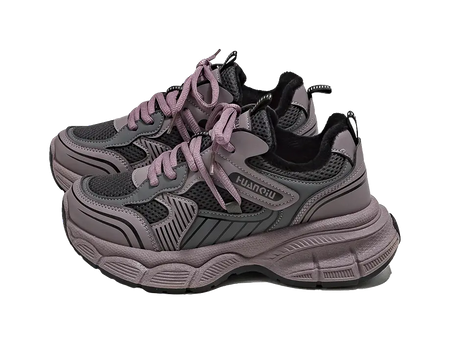 HUANQIU Slip Resistant, Abrasion Resistant, Breathable Low top Chunky Sneakers Women's Purple  VJSNEAKER