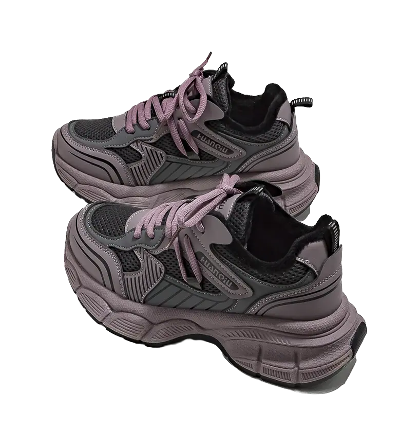 HUANQIU Slip Resistant, Abrasion Resistant, Breathable Low top Chunky Sneakers Women's Purple  VJSNEAKER