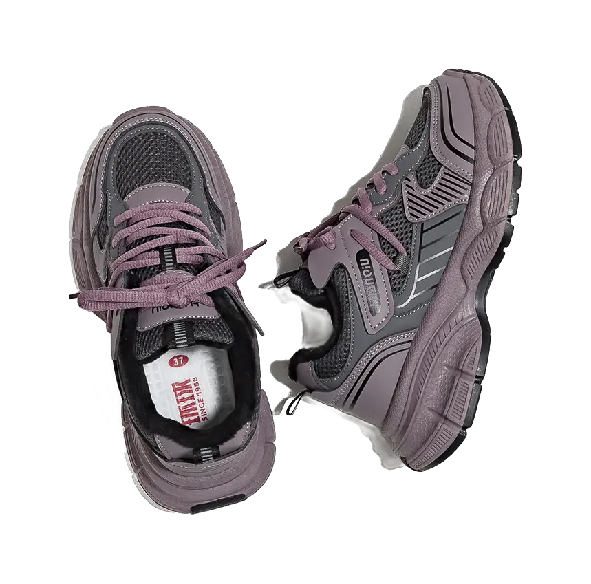 HUANQIU Slip Resistant, Abrasion Resistant, Breathable Low top Chunky Sneakers Women's Purple  VJSNEAKER