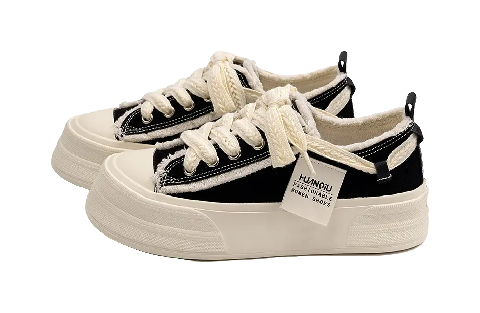 HUANQIU Slip Resistant, Abrasion Resistant, Lightweight Low top Skateboard Shoes Women's Black 