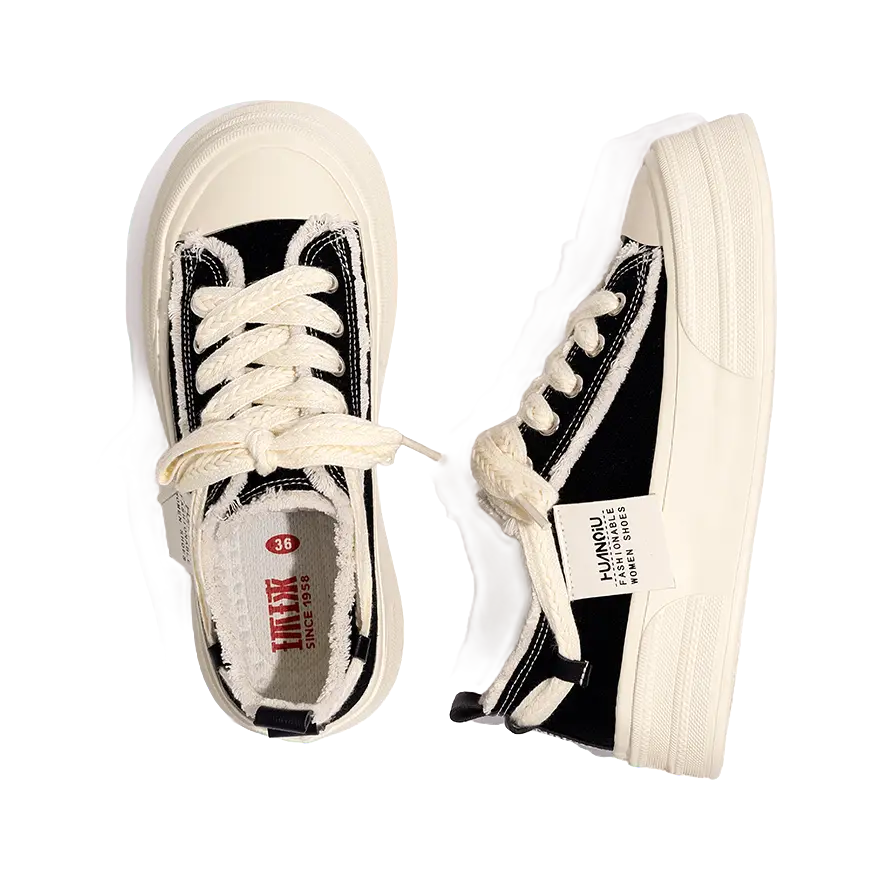 HUANQIU Slip Resistant, Abrasion Resistant, Lightweight Low top Skateboard Shoes Women's Black 