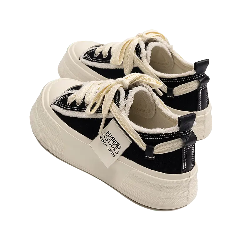 HUANQIU Slip Resistant, Abrasion Resistant, Lightweight Low top Skateboard Shoes Women's Black 