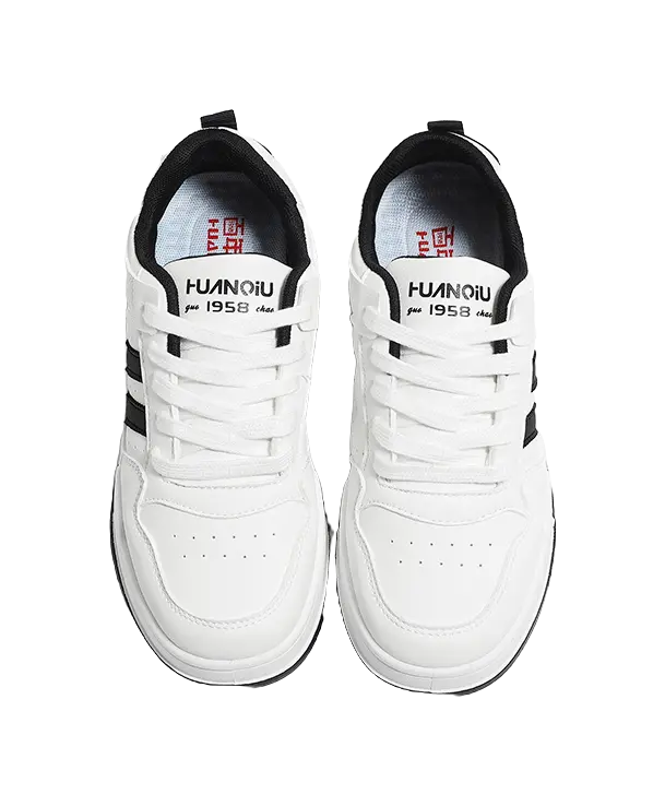 HUANQIU Slip Resistant, Abrasion Resistant, Lightweight Low top Skateboard Shoes Women's White 