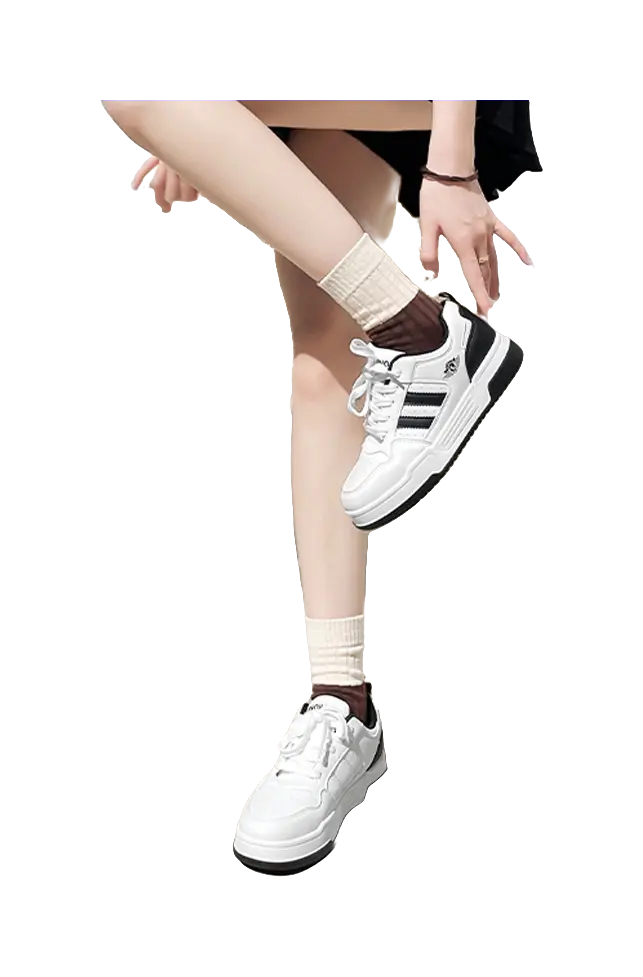 HUANQIU Slip Resistant, Abrasion Resistant, Lightweight Low top Skateboard Shoes Women's White 