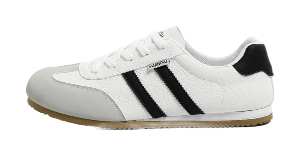 HUANQIU Slip Resistant, Abrasion Resistant, Lightweight, Breathable Low Top Skateboard Shoes Men's White Black 