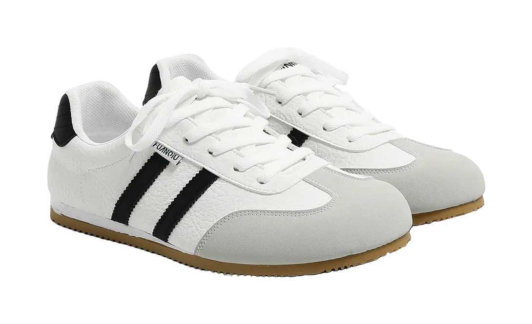 HUANQIU Slip Resistant, Abrasion Resistant, Lightweight, Breathable Low Top Skateboard Shoes Men's White Black 