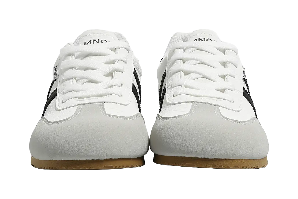 HUANQIU Slip Resistant, Abrasion Resistant, Lightweight, Breathable Low Top Skateboard Shoes Men's White Black 