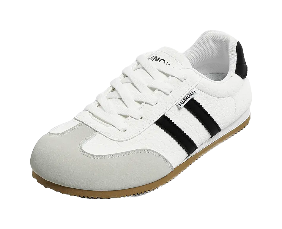 HUANQIU Slip Resistant, Abrasion Resistant, Lightweight, Breathable Low Top Skateboard Shoes Men's White Black 