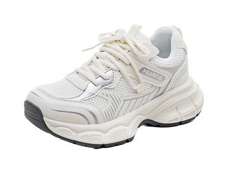 HUANQIU Slip Resistant, Breathable, Lightweight Low top Chunky Sneakers Women's Ecru  VJSNEAKER