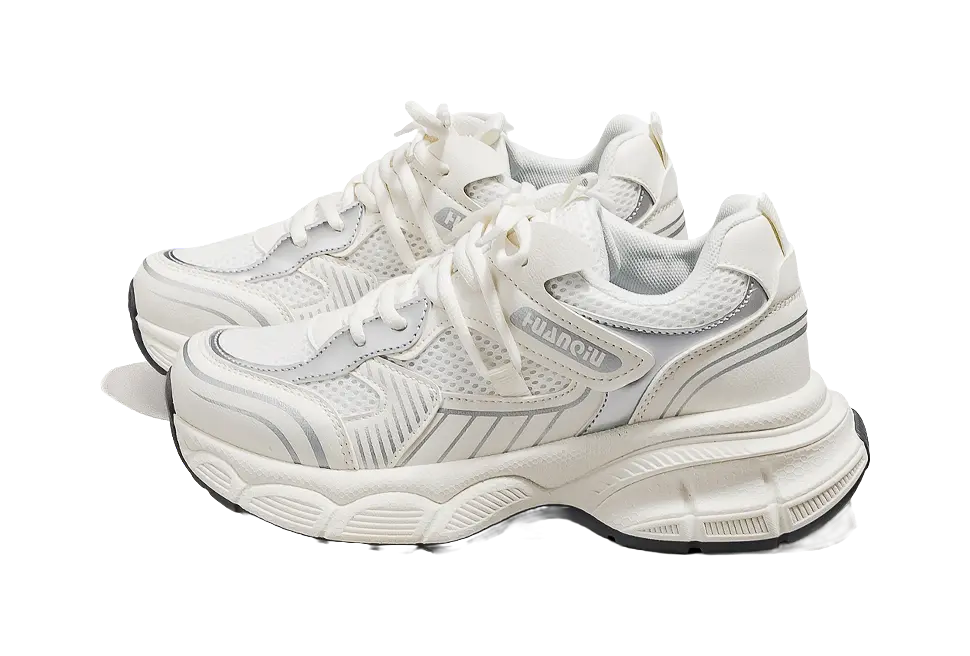 HUANQIU Slip Resistant, Breathable, Lightweight Low top Chunky Sneakers Women's Ecru  VJSNEAKER