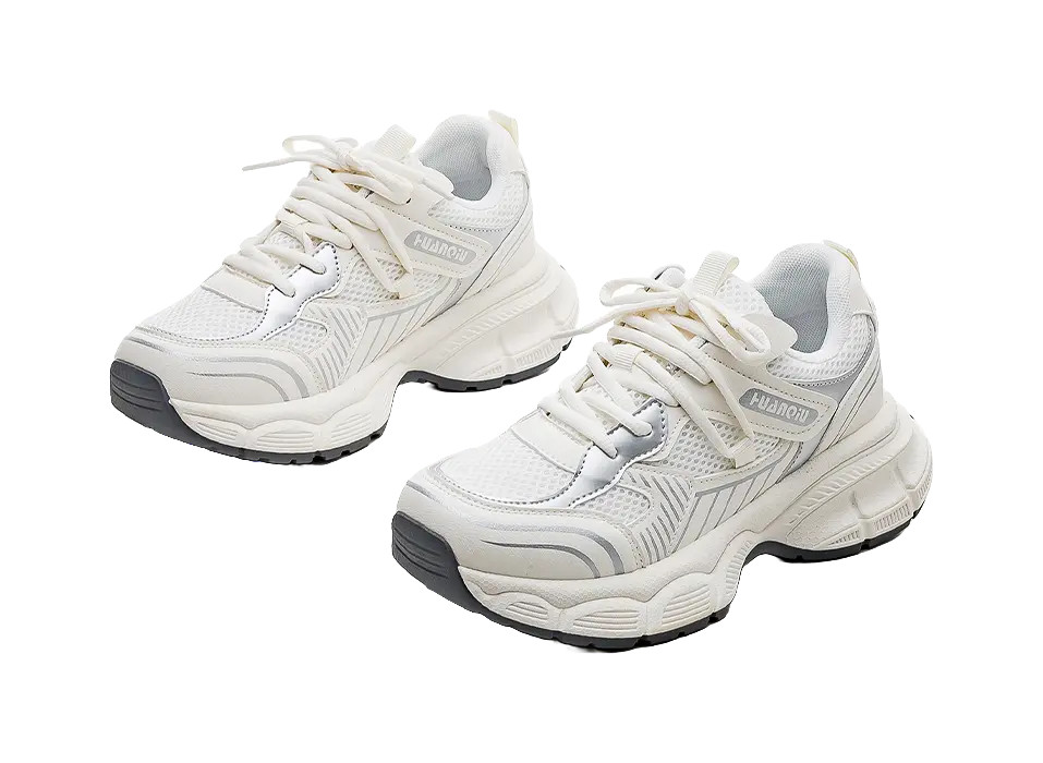 HUANQIU Slip Resistant, Breathable, Lightweight Low top Chunky Sneakers Women's Ecru  VJSNEAKER