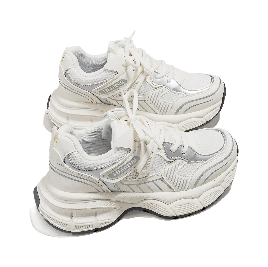 HUANQIU Slip Resistant, Breathable, Lightweight Low top Chunky Sneakers Women's Ecru  VJSNEAKER