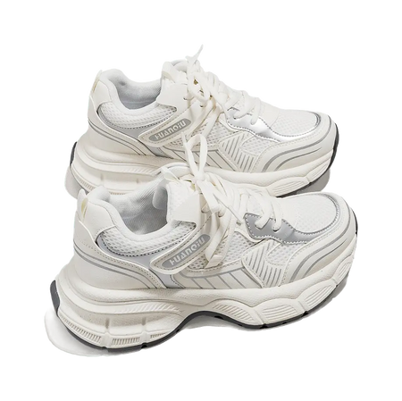 HUANQIU Slip Resistant, Breathable, Lightweight Low top Chunky Sneakers Women's Ecru  VJSNEAKER