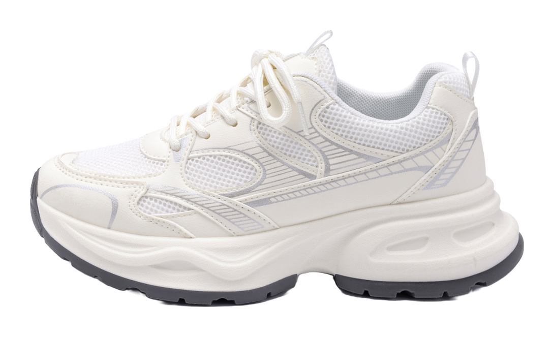 HUANQIU Slip Resistant, Breathable, Lightweight, Height Increasing Low top Casual Running Shoes Women's Beige 