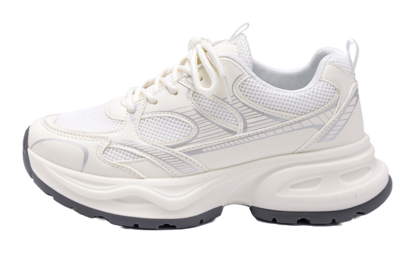 HUANQIU Slip Resistant, Breathable, Lightweight, Height Increasing Low top Casual Running Shoes Women's Beige 