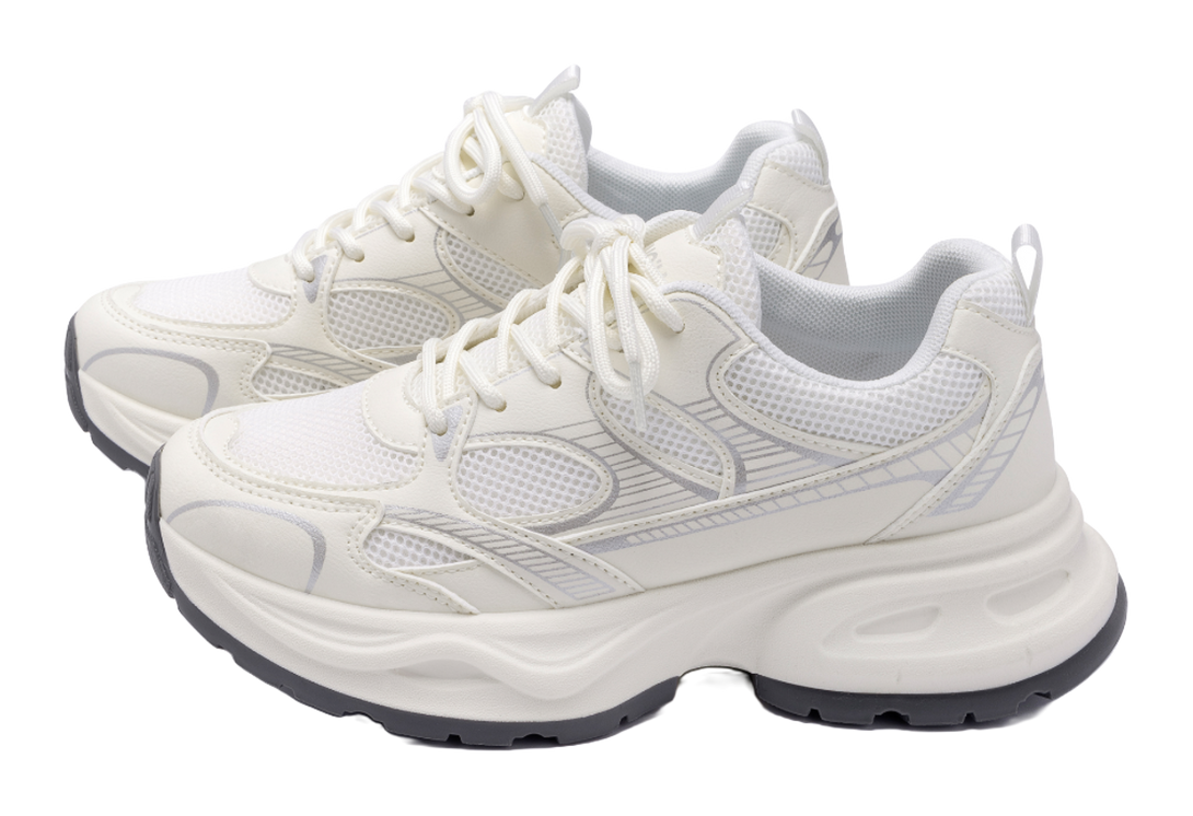 HUANQIU Slip Resistant, Breathable, Lightweight, Height Increasing Low top Casual Running Shoes Women's Beige 