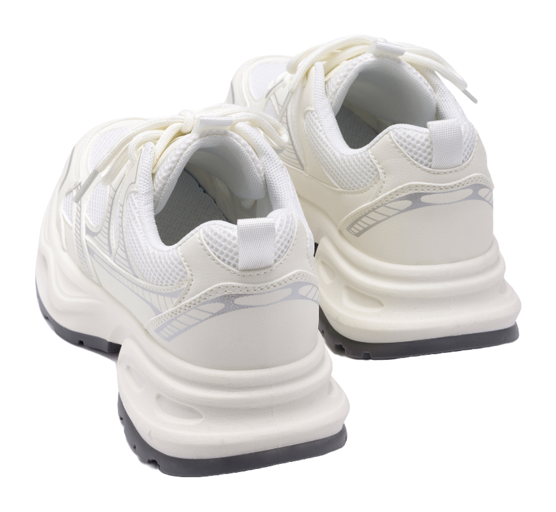 HUANQIU Slip Resistant, Breathable, Lightweight, Height Increasing Low top Casual Running Shoes Women's Beige 