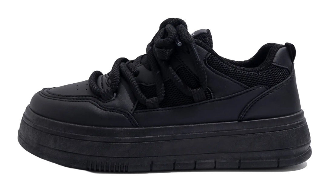 HUANQIU Thermal Slip Resistant, Abrasion Resistant, Height Increasing Low top Couple Unisex Black 