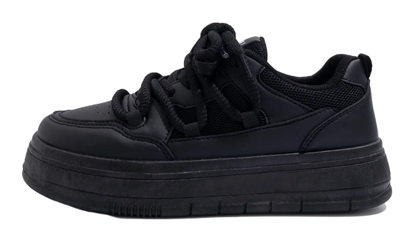 HUANQIU Thermal Slip Resistant, Abrasion Resistant, Height Increasing Low top Couple Unisex Black 