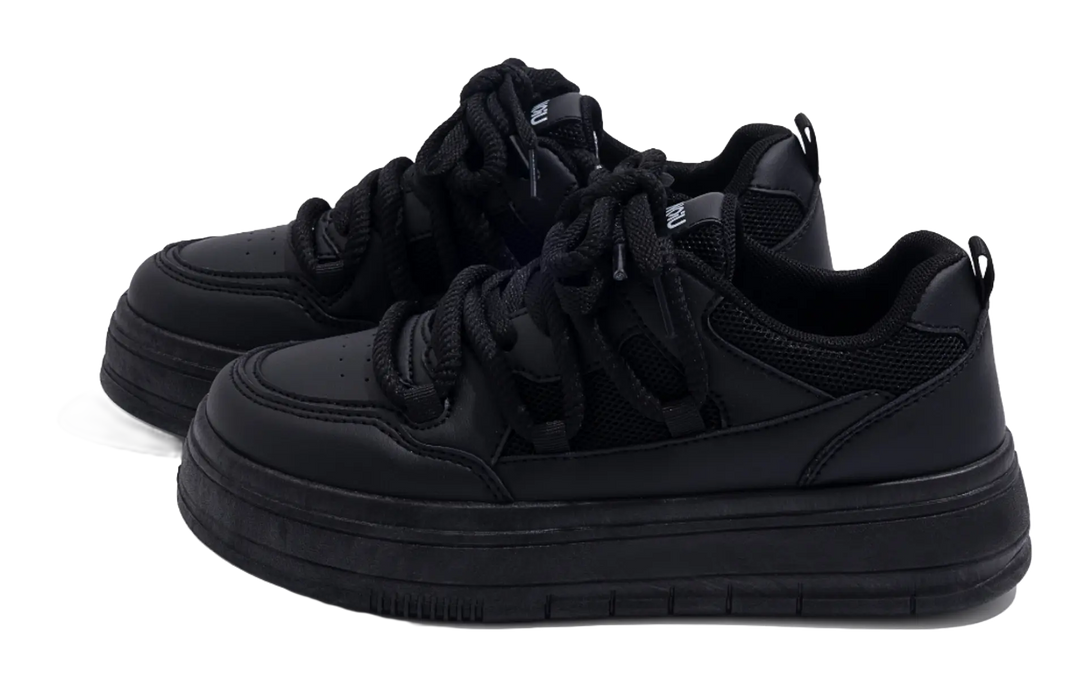 HUANQIU Thermal Slip Resistant, Abrasion Resistant, Height Increasing Low top Couple Unisex Black 