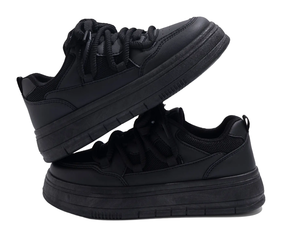 HUANQIU Thermal Slip Resistant, Abrasion Resistant, Height Increasing Low top Couple Unisex Black 