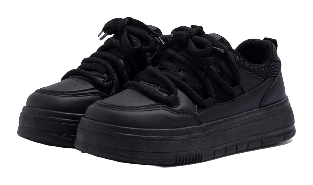 HUANQIU Thermal Slip Resistant, Abrasion Resistant, Height Increasing Low top Couple Unisex Black 