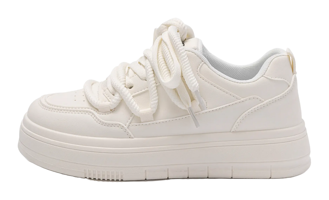 HUANQIU White Sneakers Coverage Height Increasing Lightweight Breathable Low top Skateboard Shoes Women's 