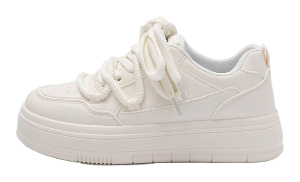 HUANQIU White Sneakers Coverage Height Increasing Lightweight Breathable Low top Skateboard Shoes Women's 