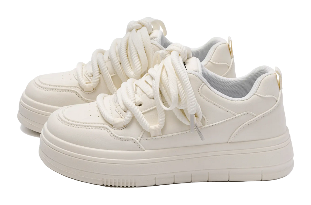 HUANQIU White Sneakers Coverage Height Increasing Lightweight Breathable Low top Skateboard Shoes Women's 