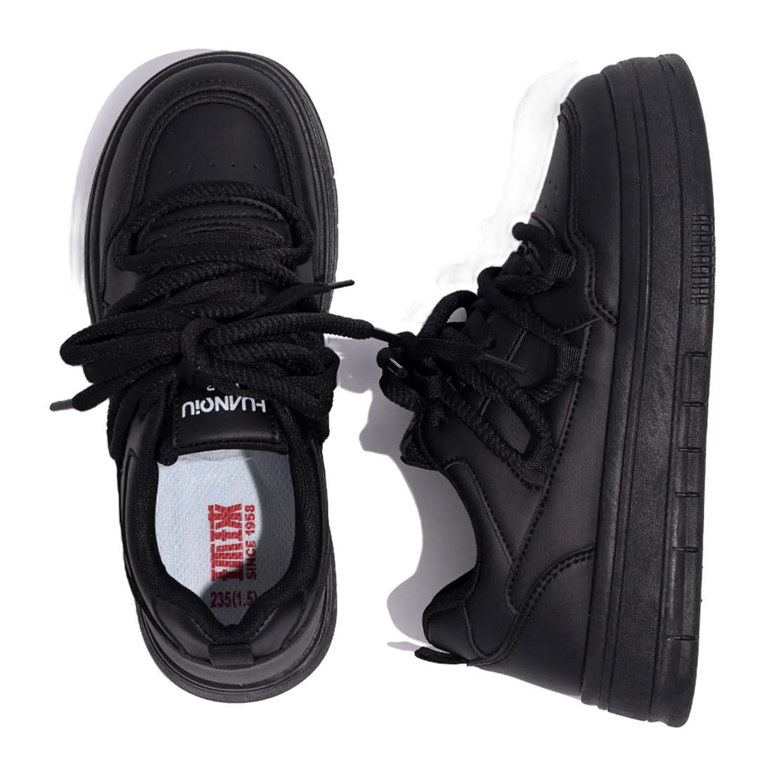 HUANQIU White Sneakers Coverage Height Increasing Lightweight Breathable Low top Skateboard Shoes Women's 