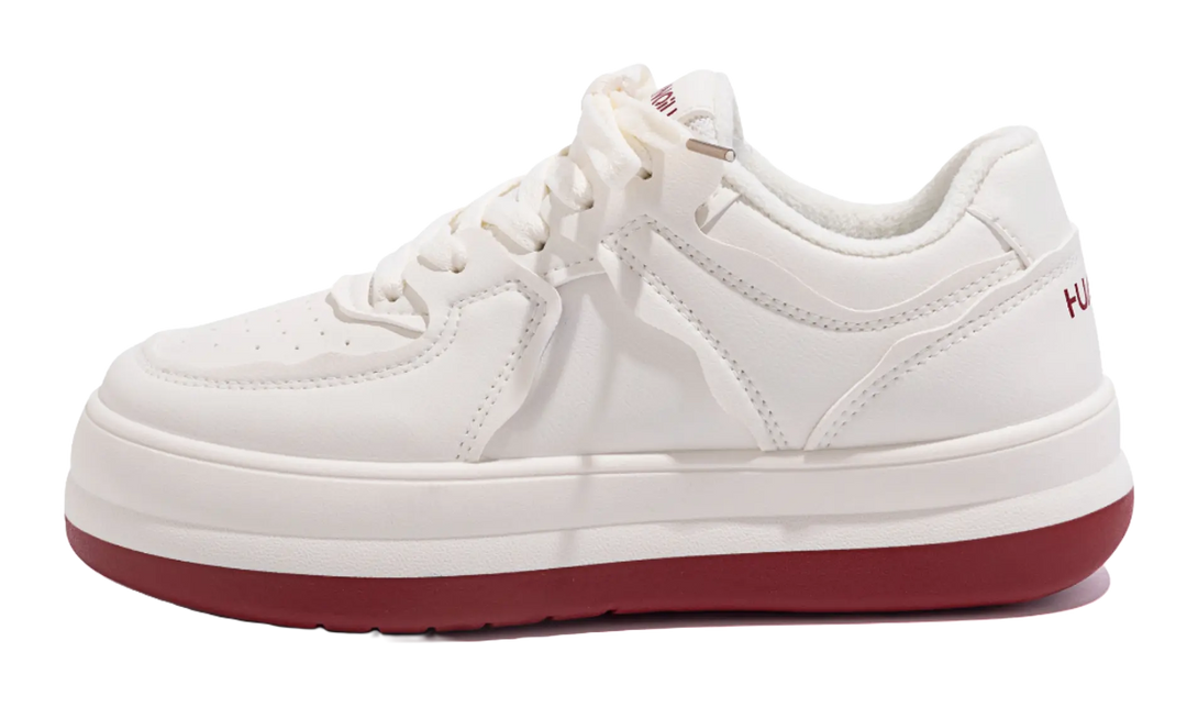 HUANQIU White Sneakers Thermal Coverage Low top Skateboard Shoes Women's 
