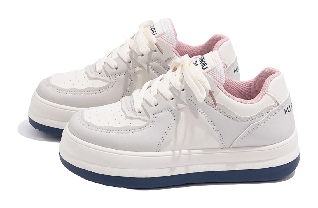 HUANQIU White Sneakers Thermal Coverage Low top Skateboard Shoes Women's 