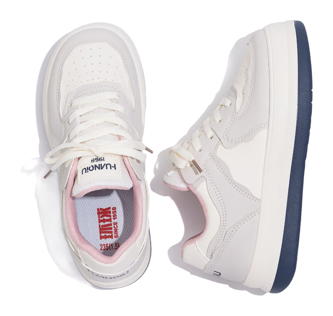 HUANQIU White Sneakers Thermal Coverage Low top Skateboard Shoes Women's 