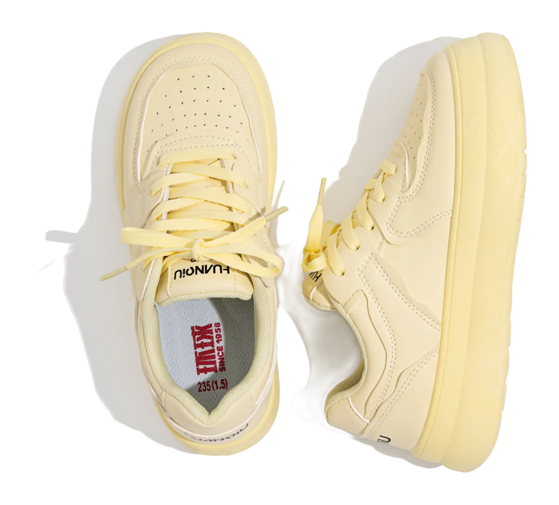 HUANQIU White Sneakers Thermal Coverage Low top Skateboard Shoes Women's 