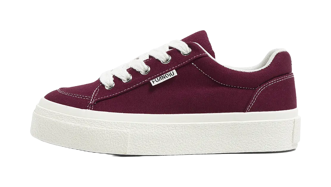 HUANQIU Women's Low-Top Canvas Shoes - Slip-Resistant Durable & Breathable Burgundy  VJSNEAKER