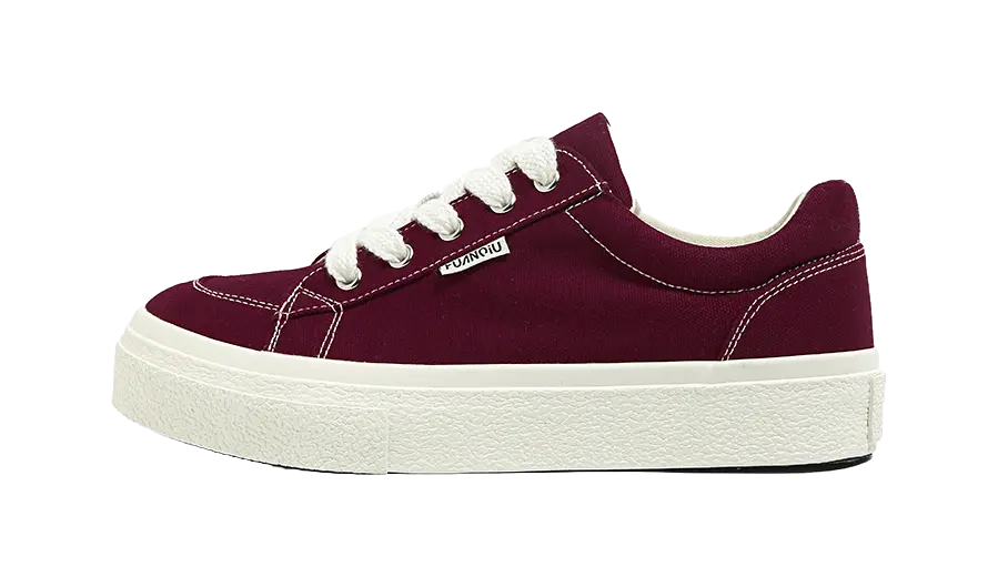 HUANQIU Women's Low-Top Canvas Shoes - Slip-Resistant Durable & Breathable Burgundy  VJSNEAKER