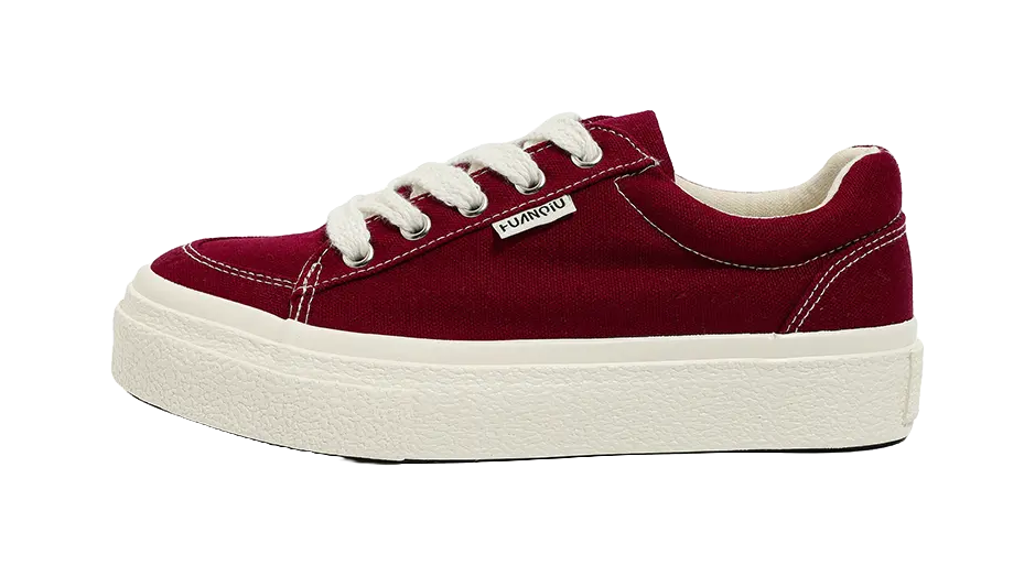 HUANQIU Women's Low-Top Canvas Shoes - Slip-Resistant Durable & Breathable Burgundy  VJSNEAKER