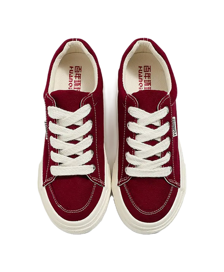 HUANQIU Women's Low-Top Canvas Shoes - Slip-Resistant Durable & Breathable Burgundy  VJSNEAKER
