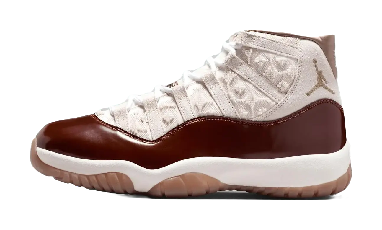 Jordan Air Jordan 11 High top Vintage Basketball Shoes Unisex Beige Red  vjsneaker.com