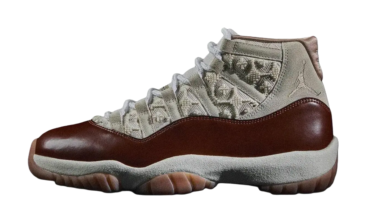 Jordan Air Jordan 11 High top Vintage Basketball Shoes Unisex Beige Red  vjsneaker.com