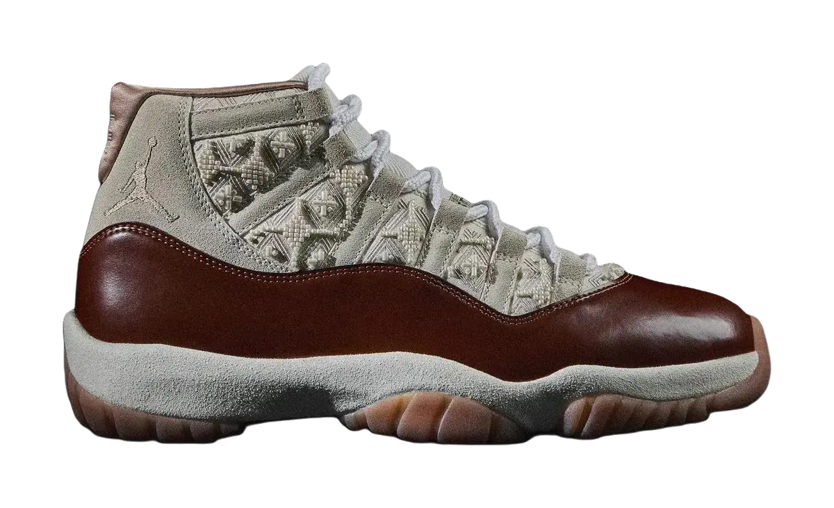 Jordan Air Jordan 11 High top Vintage Basketball Shoes Unisex Beige Red  vjsneaker.com