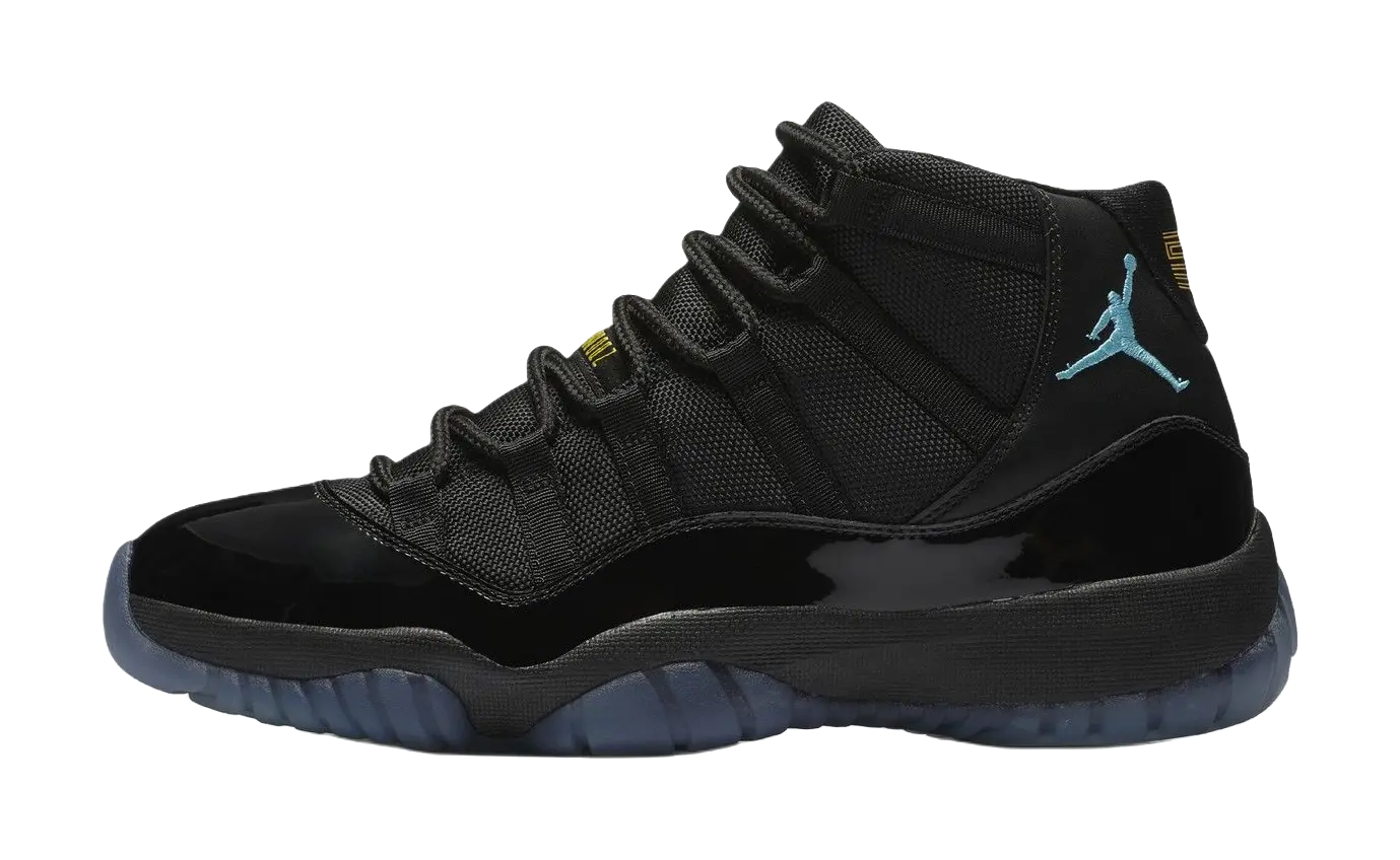 Jordan Air Jordan 11 Slip Resistant Abrasion Resistant High top Childrens Basketball Shoes Black Blue Unisex  vjsneaker.com