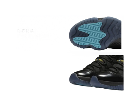 Jordan Air Jordan 11 Slip Resistant Abrasion Resistant High top Childrens Basketball Shoes Black Blue Unisex  vjsneaker.com