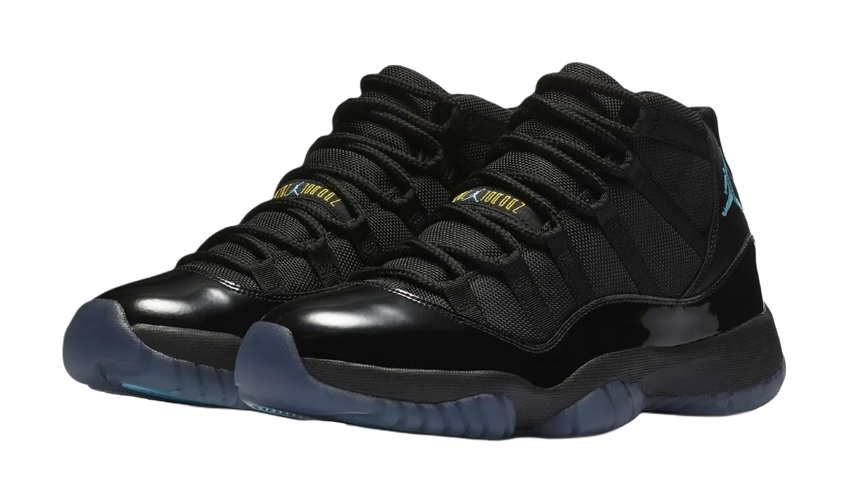 Jordan Air Jordan 11 Slip Resistant Abrasion Resistant High top Childrens Basketball Shoes Black Blue Unisex  vjsneaker.com